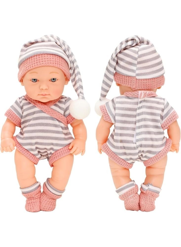 بريميم دمية طفل رضيع مع ملابس محبوكة وقبعة - دمية واقعية بحجم 9 بوصات بتصميم حديثي الولادة للأطفال الصغار، للعب التخيلي والإهداء - Image 3